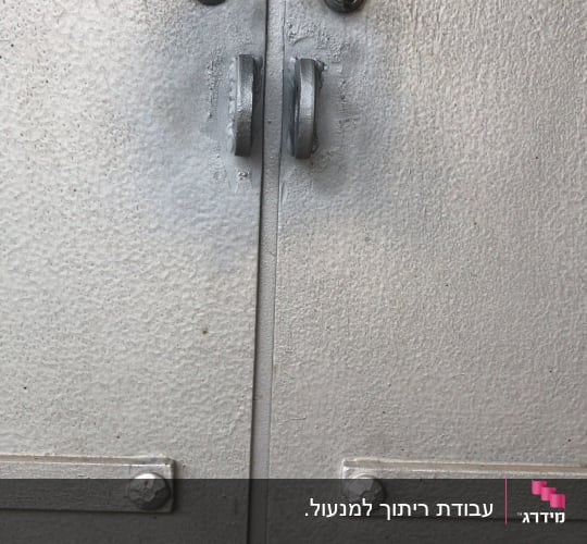 דלת מתכת עם ידיות ובריחים